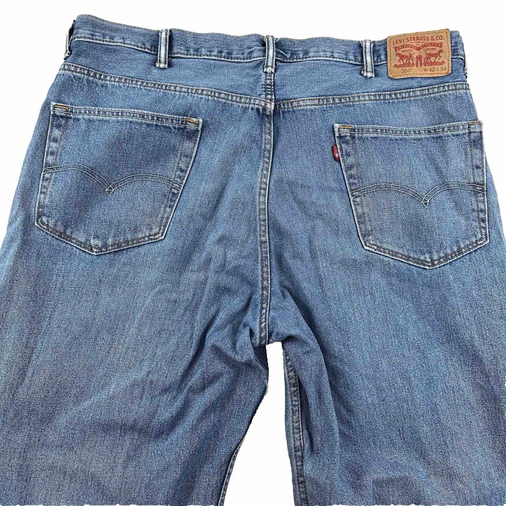 Levi's 550 Blue Jeans Mens 40x34 Light Wash‎ Relaxed Fit Cotton Denim Tag 42x34